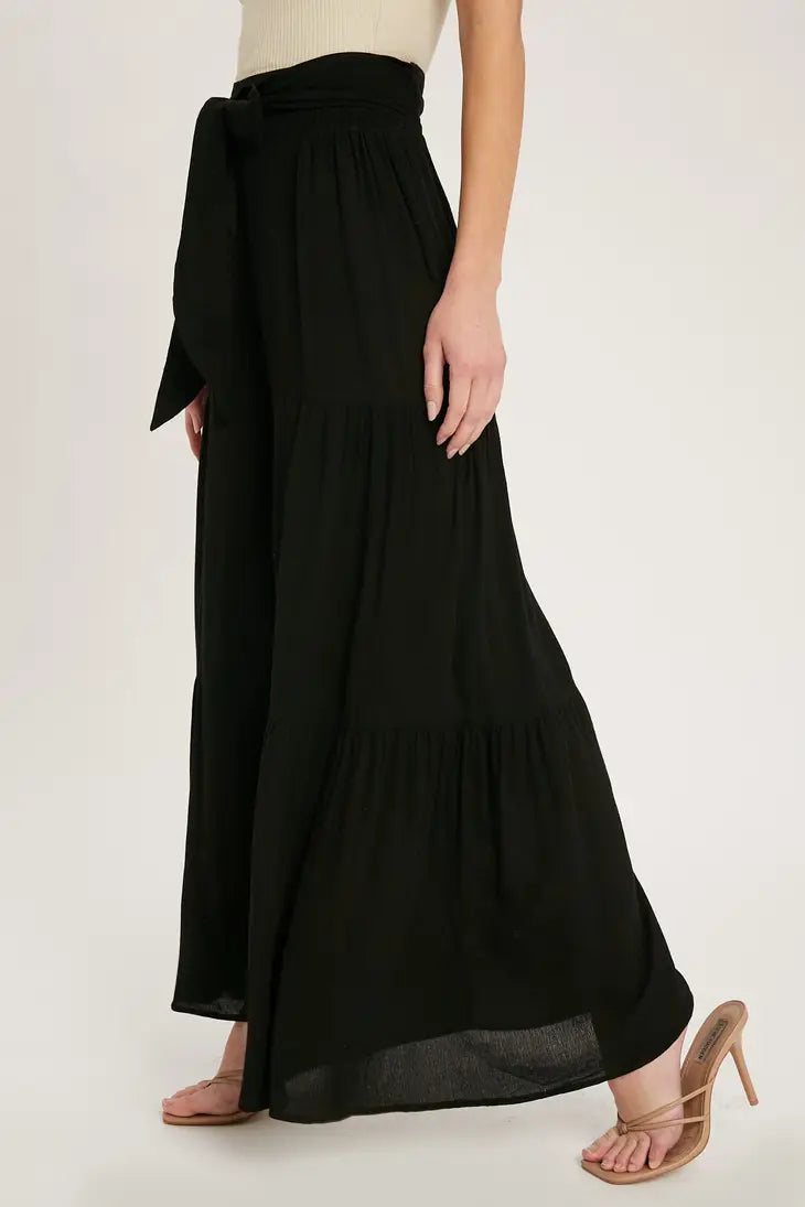 Bluivy Tiered Flowy Wide-leg Pants | Black