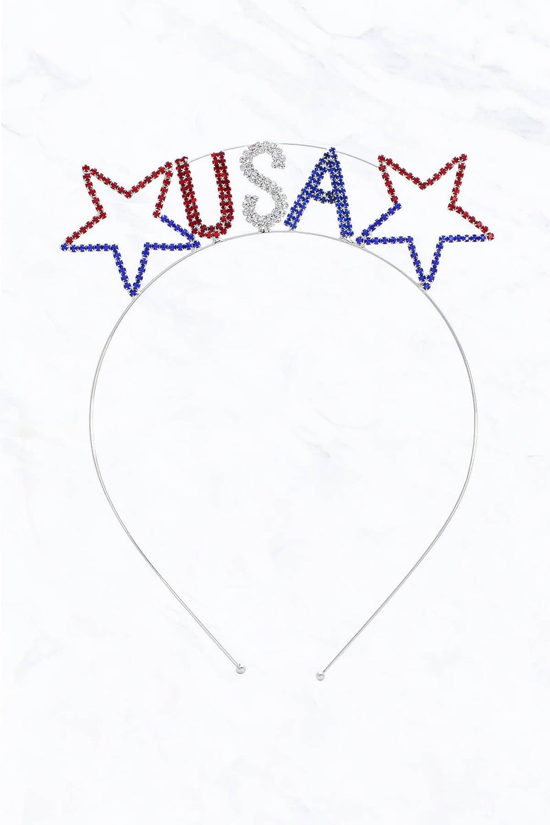 Patriotic USA with Star Rhinestone Headband