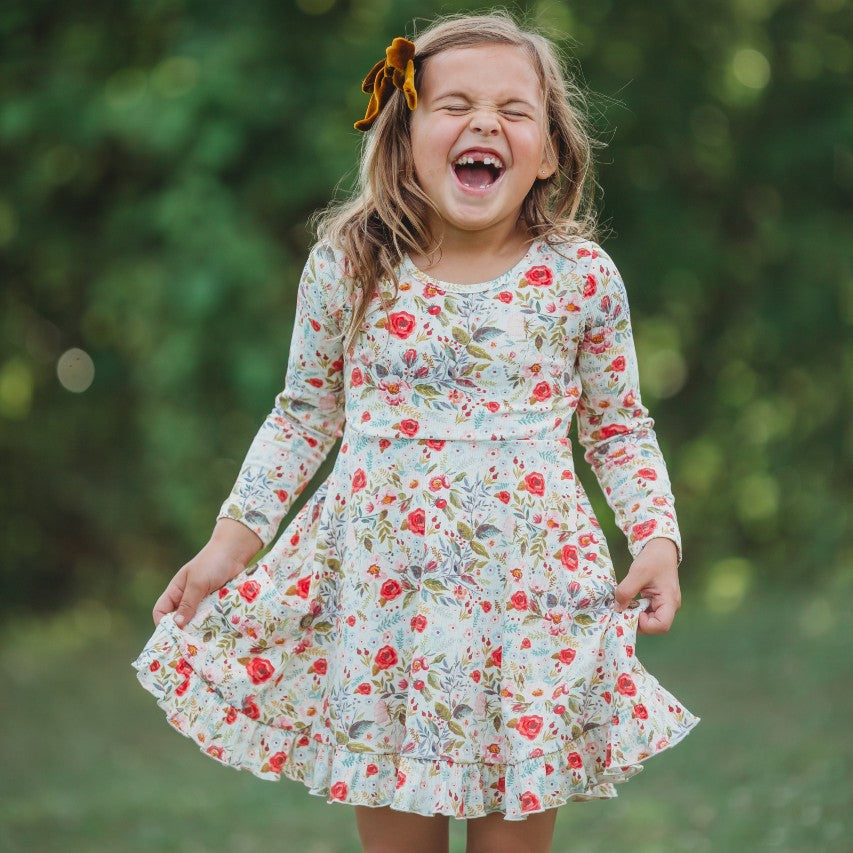 Elara Ribbed Knit Dress - Cottage Red