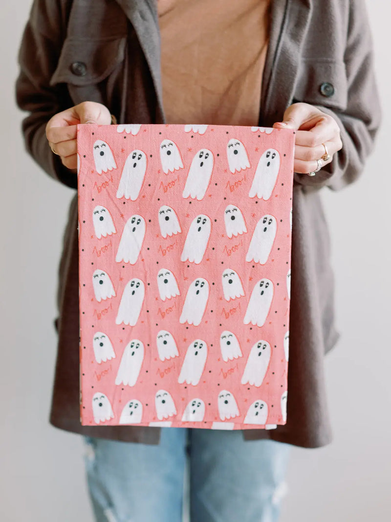 Full Pattern Ghost Flour Sack Towel | Halloween Decor