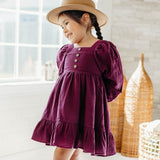 Puff Sleeve Gauze Dress - Vigorous Violet