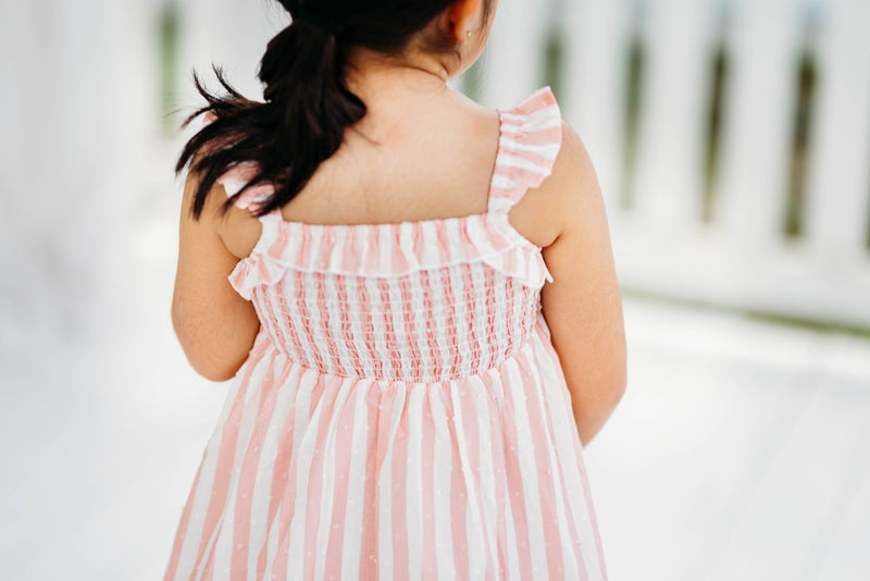 Ura Clip Dot Dress - Rosy Stripe
