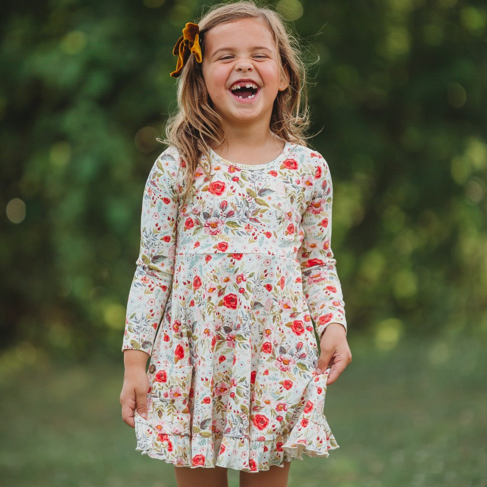 Elara Ribbed Knit Dress - Cottage Red