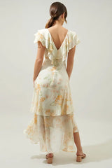 Sugarlips Ruffle Tiered Sinclair Midi Dress | Peach