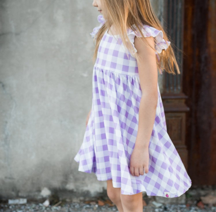 Penelope Knit Dress - Lilac Gingham