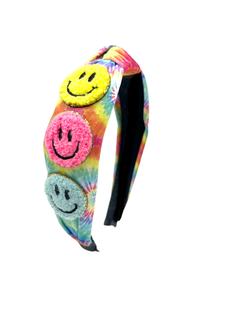 Knot Headband - Varsity Tie Dye Smiley