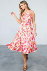 Women's Multi Color Tiered Dress | Orange