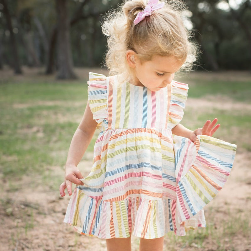 Linen Dress Dakota Cheeky Sugar Stripe - Plum –