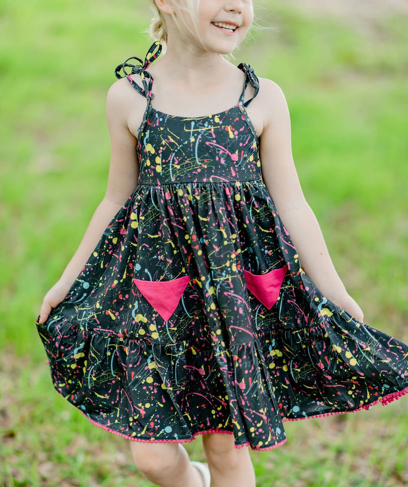 Elara Knit Dress - Neon Splatter