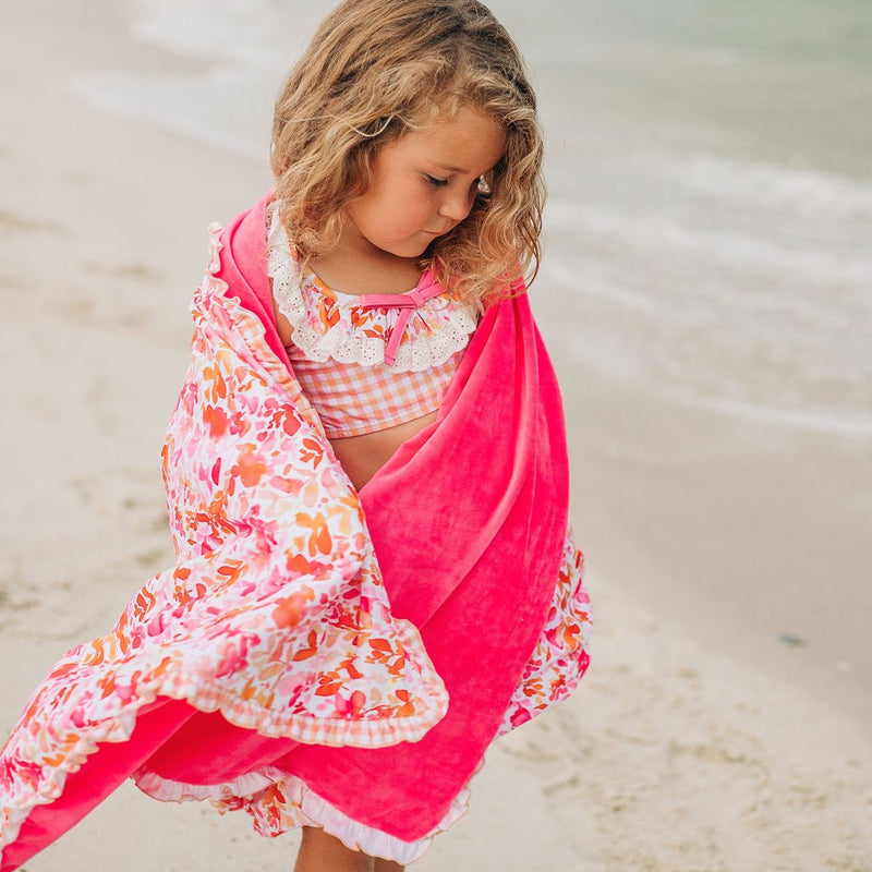 Ruffle Swim Towel - Pink Grapefruit