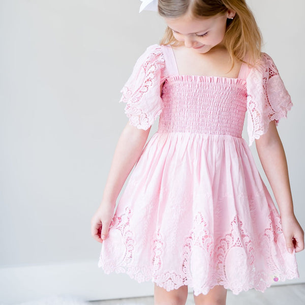 Nora Lace Dress - Peony Pink